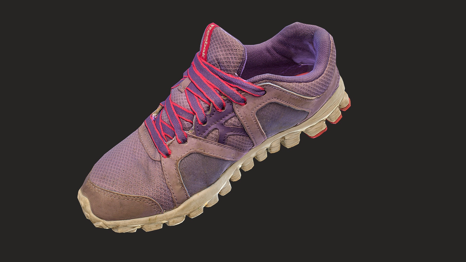3D model Worn sneaker low poly 3D model - This is a 3D model of the Worn sneaker low poly 3D model. The 3D model is about a close-up of a shoe.