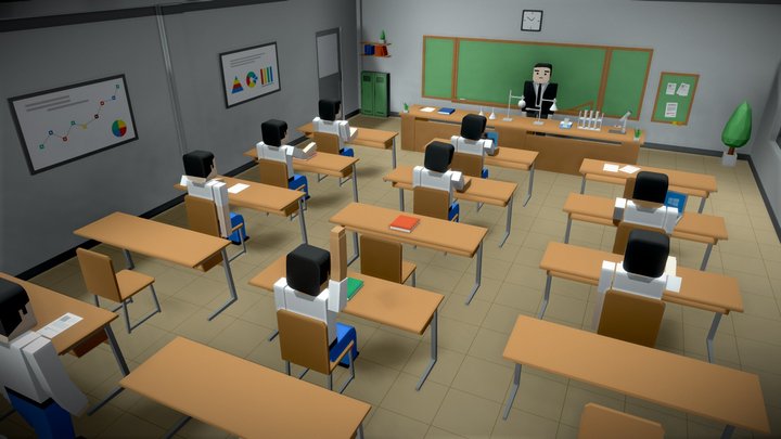 SimplePoly School Interiors - Low Poly Assets 3D Model