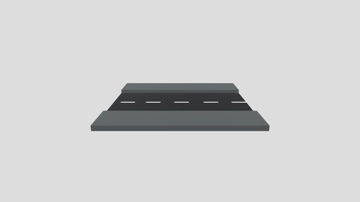 Low Poly Straight Road 3D Model