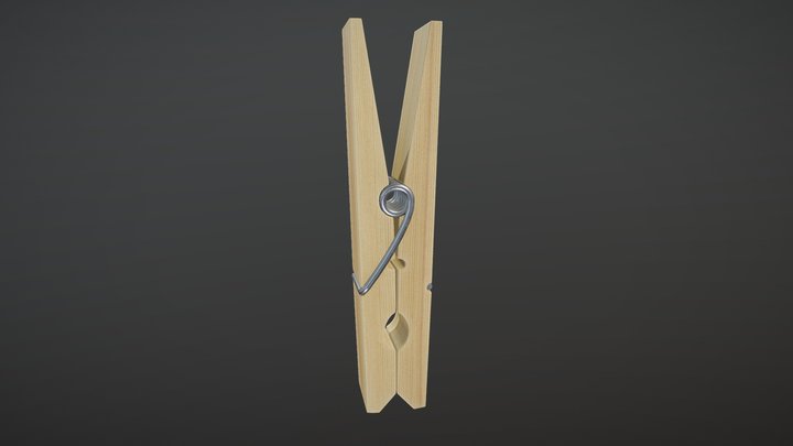 Wooden Clothespin PBR 3D Model