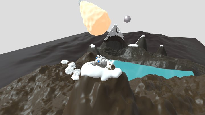 Nice snowy meteor lake view 3D Model