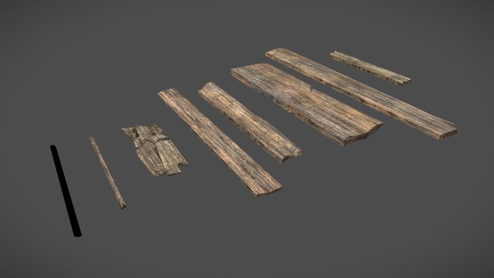 Simple Wood Planks Debris Pack 3D Model