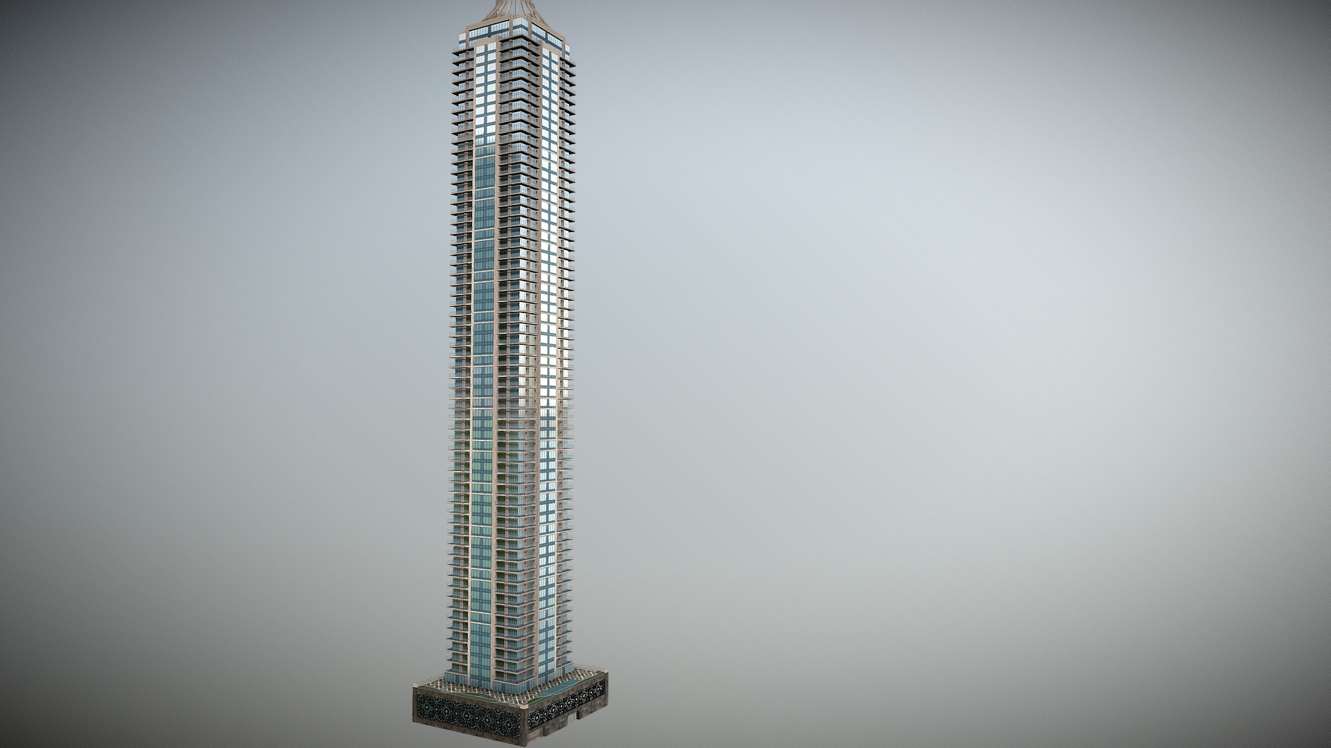 3D model Emirate Crown - This is a 3D model of the Emirate Crown. The 3D model is about a tall building with a pointy top.