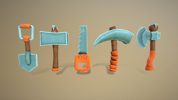 Low Poly Hand Tools - Stylized 3D Model