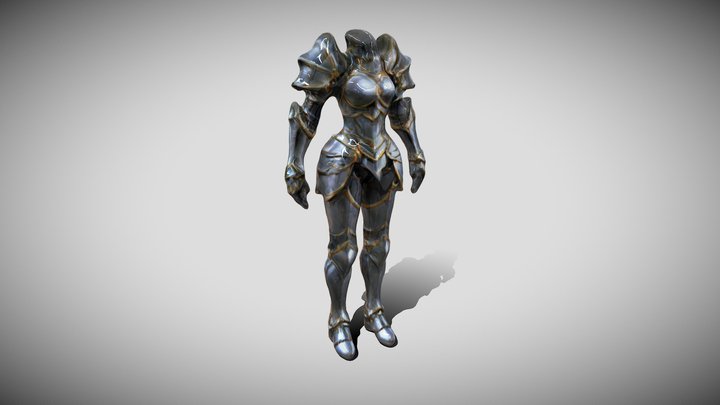 Silver female fantasy armor set 3D Model