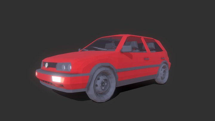 Low-Poly Volkswagen Golf GTI Mk3 1993 3D Model