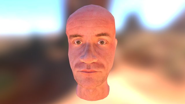 Low Poly Male Human Head 3D Model