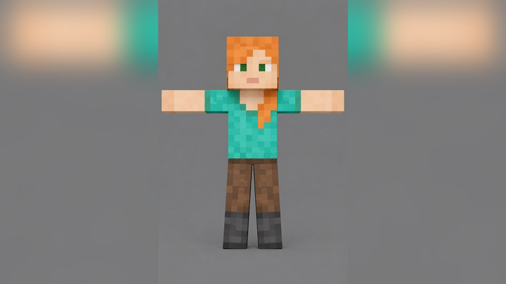 Alex (Minecraft) T-Pose 3D Model