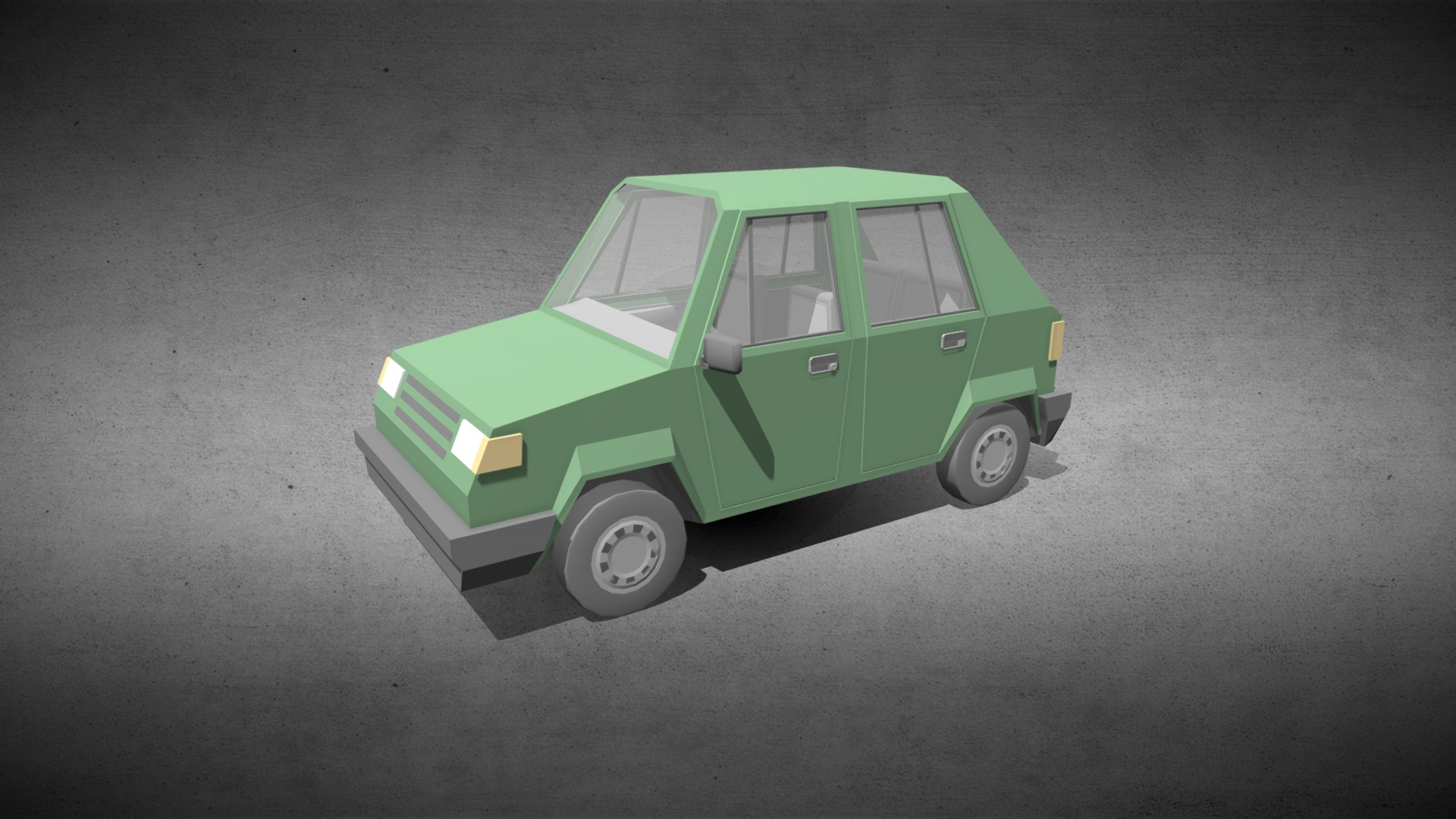 3D model Low-Poly Compact car - This is a 3D model of the Low-Poly Compact car. The 3D model is about a green toy car.