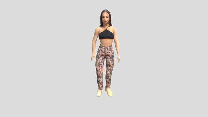 Woman black in pants 3D Model