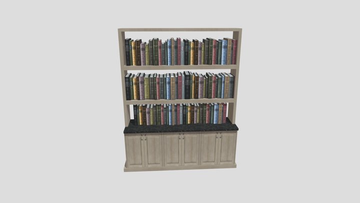 Bookshelf with Books, Light Wood 3D Model