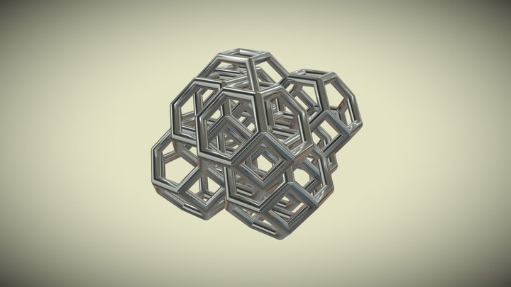 Truncated Octahedron Lattices Interlocked 3D Model