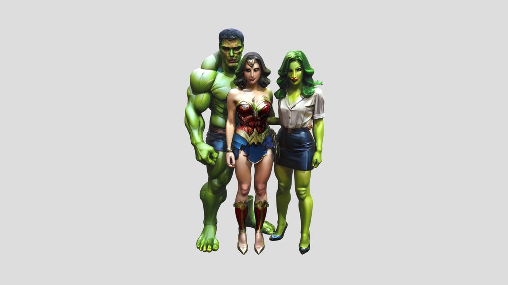 Three superhero characters