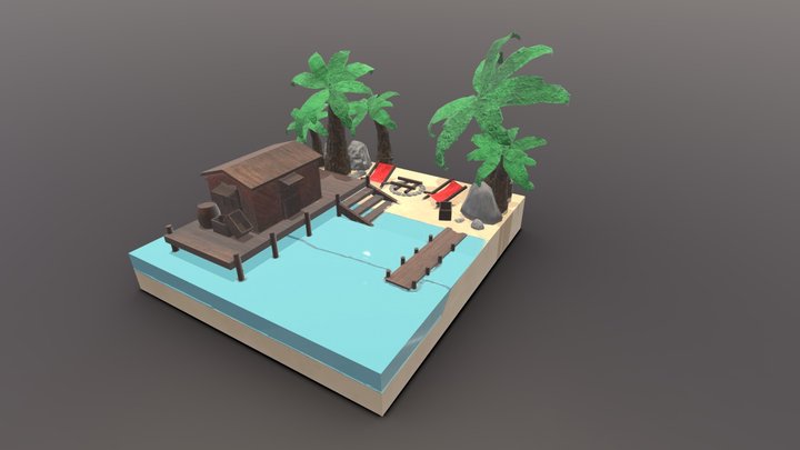 house in a beach 3D Model