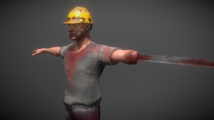 Scary Construction Worker 3D Model