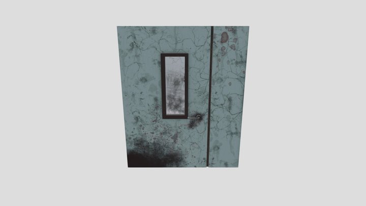 Blue door (asylm) with dirt 3D Model