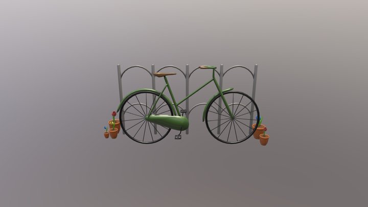 Bicycle With Tullips 3D Model