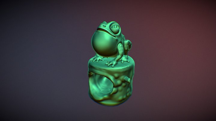 Frog on stump 3D Model