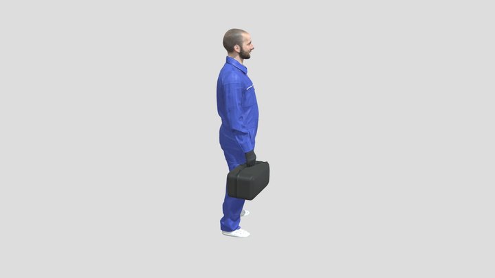 Male in Blue Coveralls by Tripo – Kostenloses 3D-Modell STL