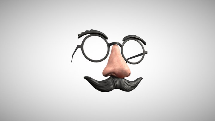 Groucho Disguise Glasses with Mustache 3D Model