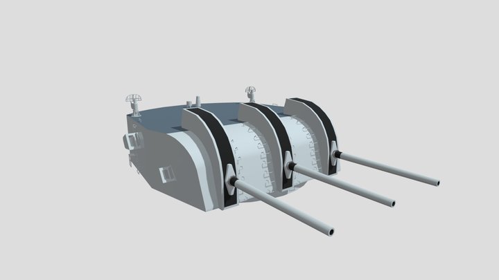 American Triple 6''/47 Mk 16 DP Naval Gun 3D Model