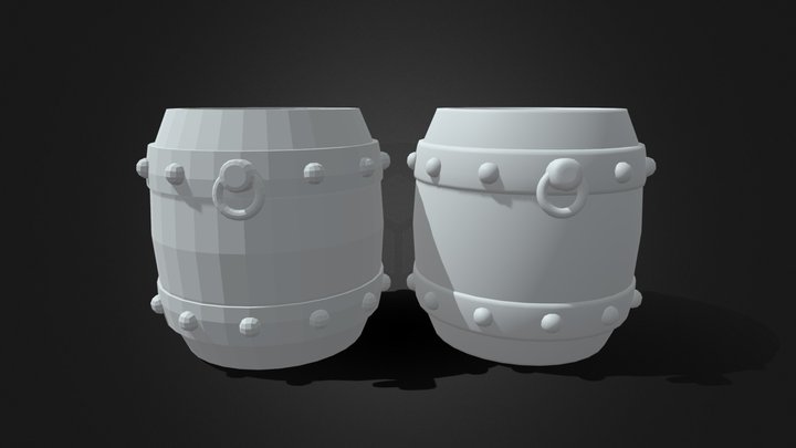 Barrel Low And High poly 3D Model