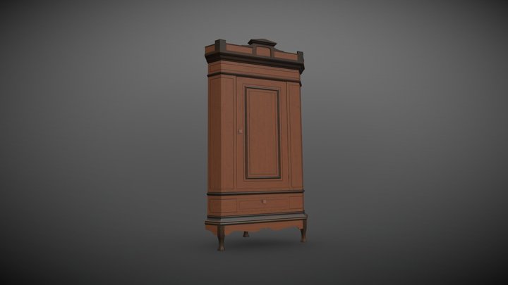 Traditional Mennonite Corner Cupboard 3D Model