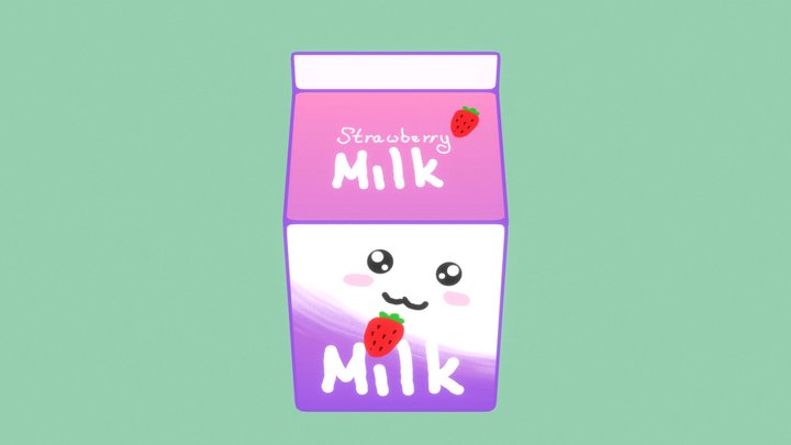 Strawberry milk 3D Model
