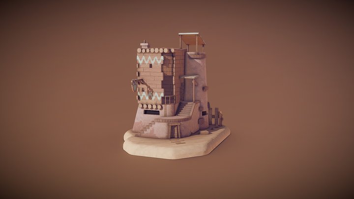 Desert House Diorama 3D Model