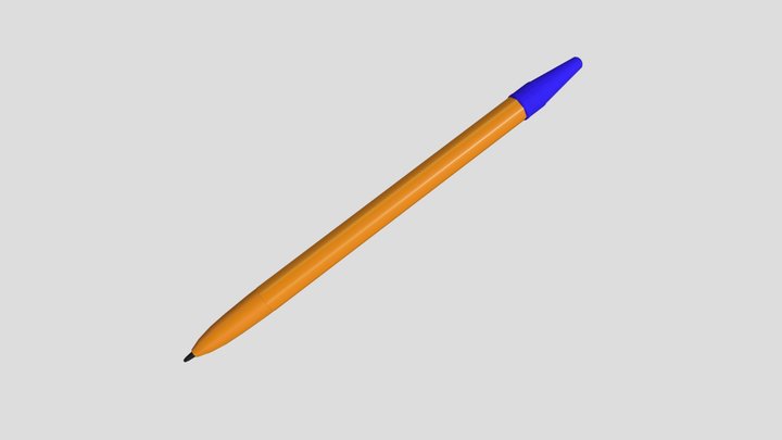 Orange plastic pen 3D Model