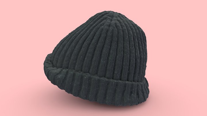 Black Knit Beanie 3D Model