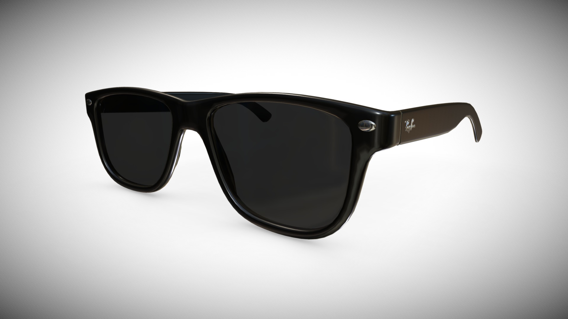 3D model Black RayBan wayfarer Glasses - This is a 3D model of the Black RayBan wayfarer Glasses. The 3D model is about a pair of sunglasses.
