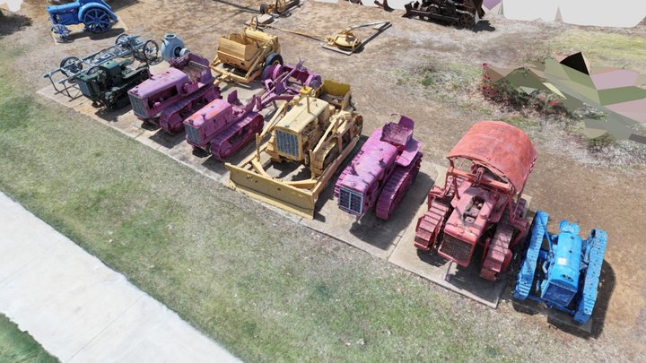 Vintage Small Tractors and Bulldozers 3D Model