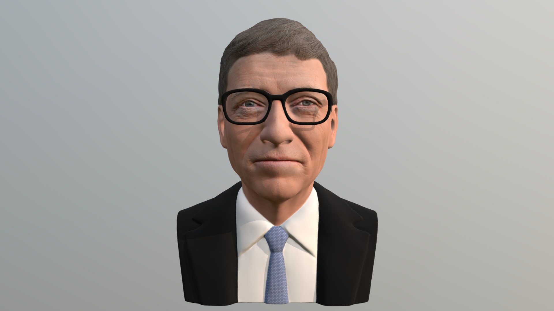 3D model Bill Gates bust for full color 3D printing - This is a 3D model of the Bill Gates bust for full color 3D printing. The 3D model is about a man wearing glasses and a suit.