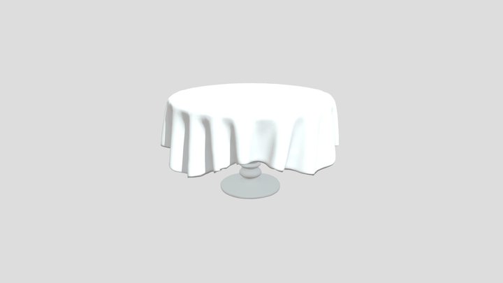 Oval Table with White Tablecloth 3D Model