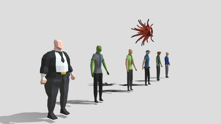 Low poly characters for game jam 3D Model