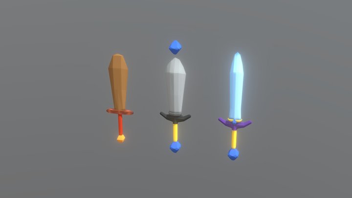 Low Poly Swords (Asset for videogame) 3D Model