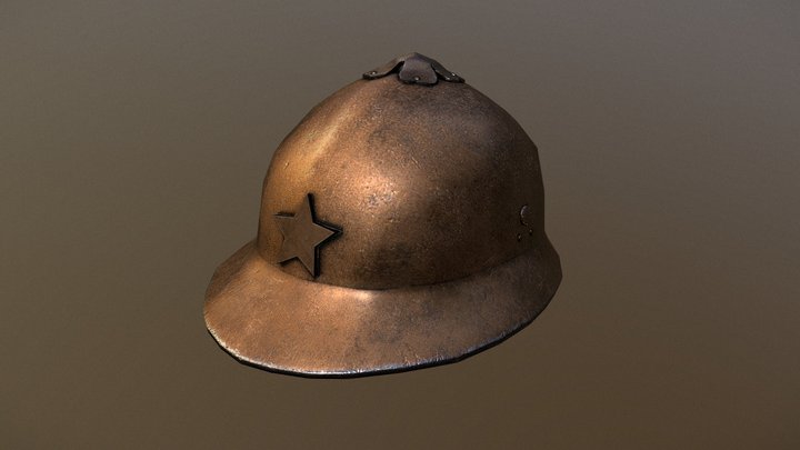 Japanese 1922 Model Helmet "Cherry Blossom" 3D Model