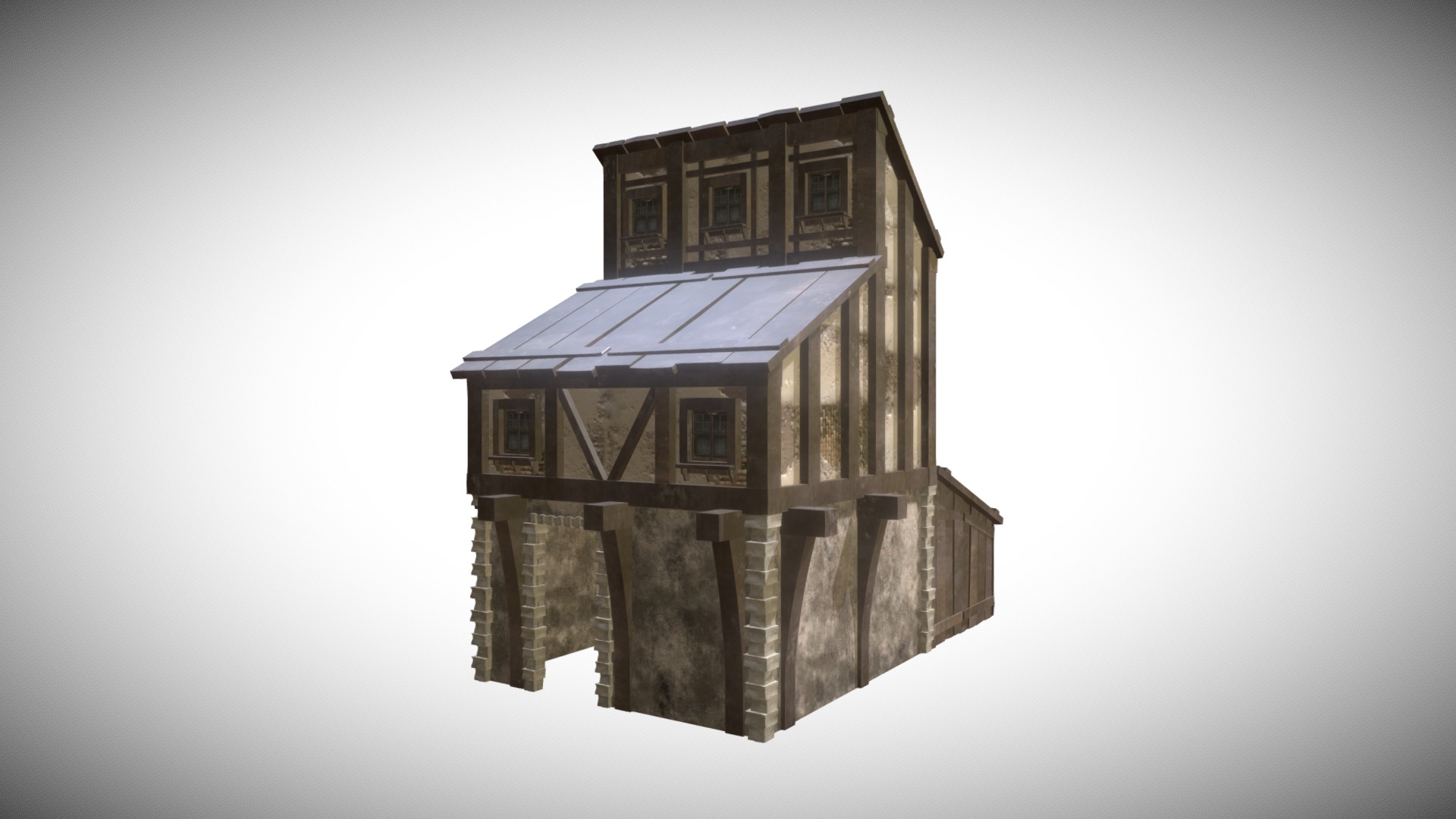 3D model Medieval Building 13 - This is a 3D model of the Medieval Building 13. The 3D model is about a house with a tower.
