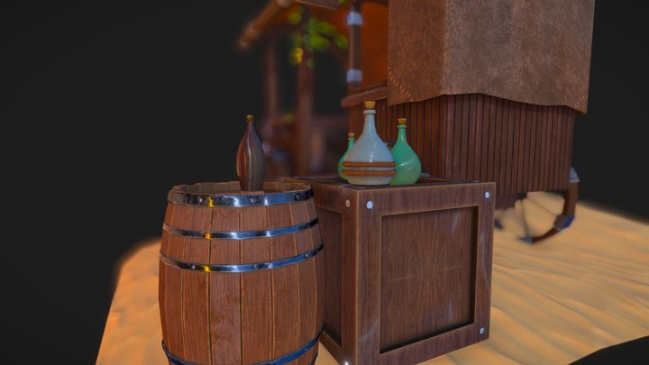 Caravan in the desert 3D Model