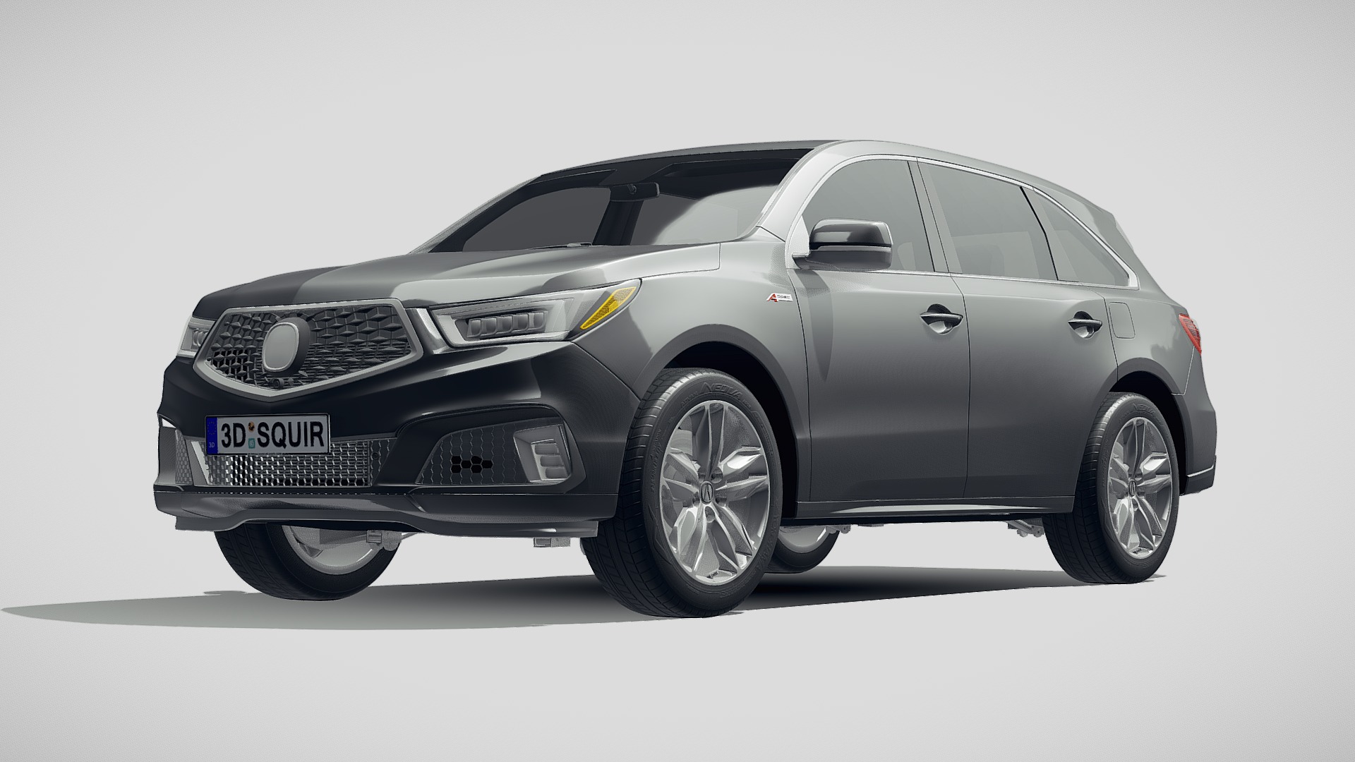 3D model Acura MDX A-Spec 2019 - This is a 3D model of the Acura MDX A-Spec 2019. The 3D model is about a silver car with a black top.