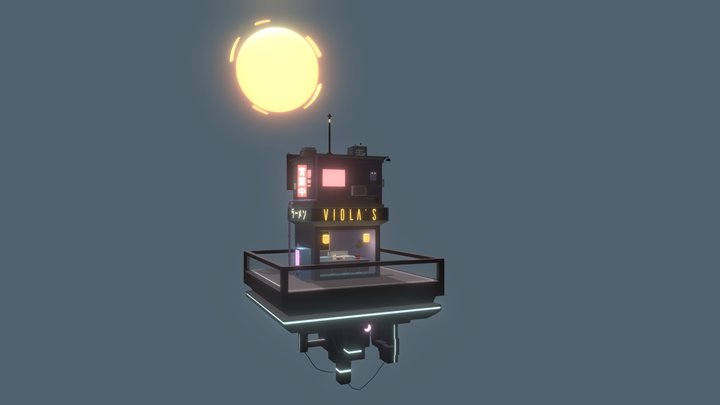 Floating Cyberpunk Bar 3D Model