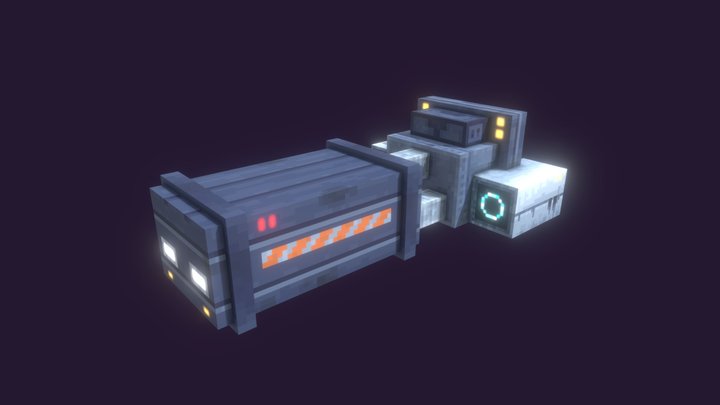 Cargo Spaceship Blockbench Pixel Art Low Poly 3D Model