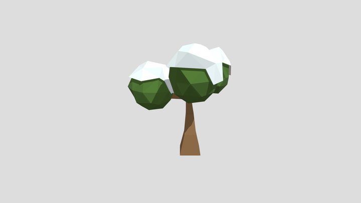 Low poly tree with snow on top 3D Model