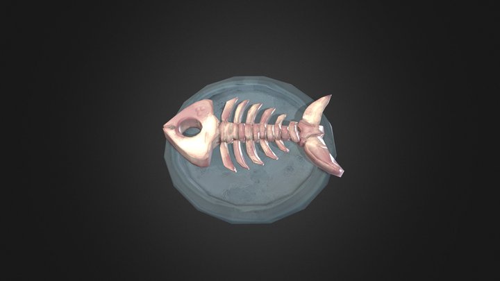 Lowpoly Stylized Fish Bone 3D Model