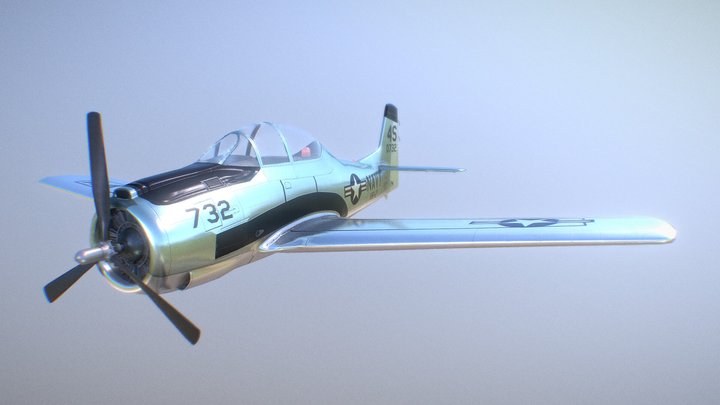 North American T-28 Trojan 3D Model