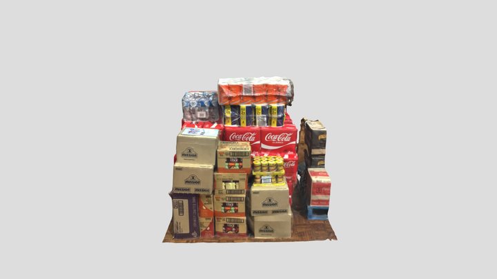 Drink Boxes Pile, Pallet Cardboard – Free 3D Model STL