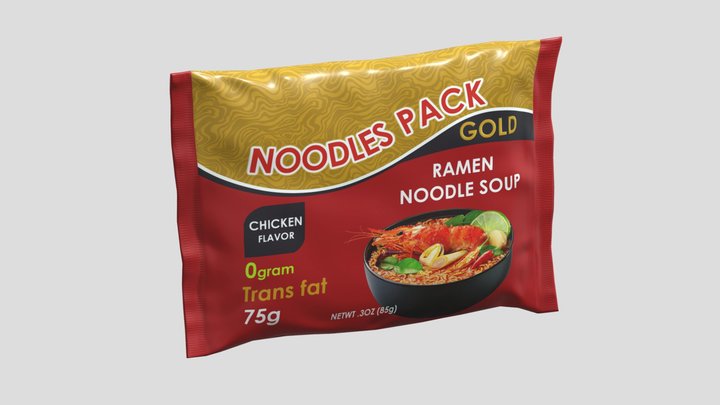 Noodles Pack 02 Low Poly PBR 3D Model