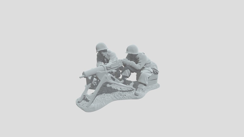 Two Soldiers at a Machine Gun Emplacement