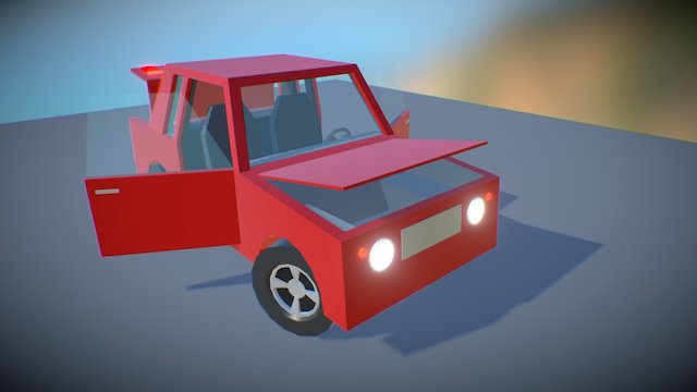 Lowpoly car interior 3D Model